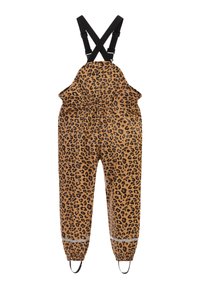 Rudos ir juodus leopardų rašto nepralaidžias kombinzonas, su reguliuojamomis juodomis petnešomis, elastingais rankogaliais ir atspindinčiomis detalėmis ant kojų.