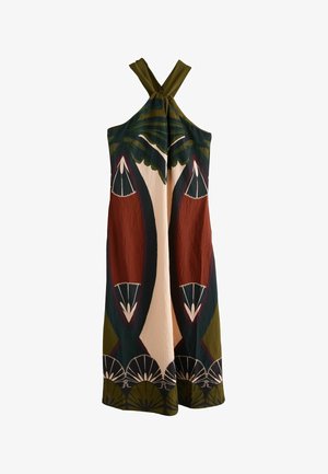 Next, TALL FIT - HALTER TWIST NECK MIDI DRESS . - Maksikleit - brown geo placement print
