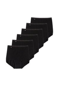 Mutande alte in cotone nero, confezione da sei, con una texture liscia, vita elastica e dettagli di cucitura minimal.