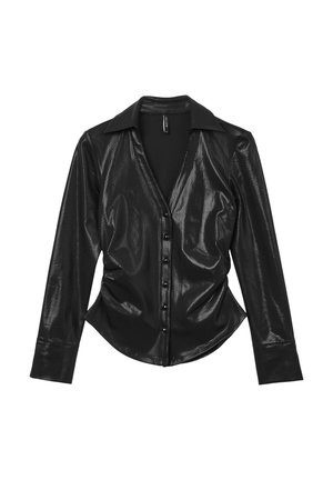 Calliope À EFFET LAMINÉ - Button-down blouse - noir