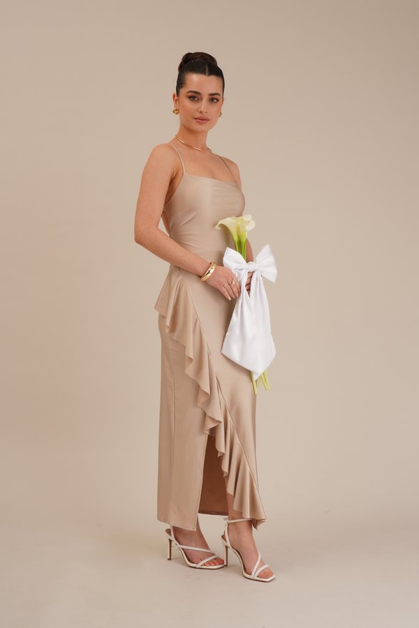 WEDDING GRACE RUFFLE MAXI - Jersey dress - champagne3