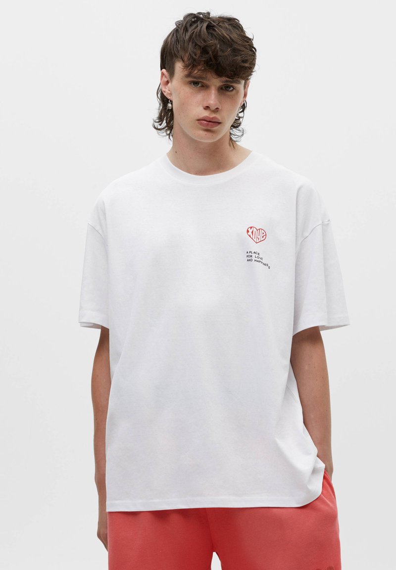 PULL&BEAR XDYE HEART TShirt print white/weiß Zalando.de