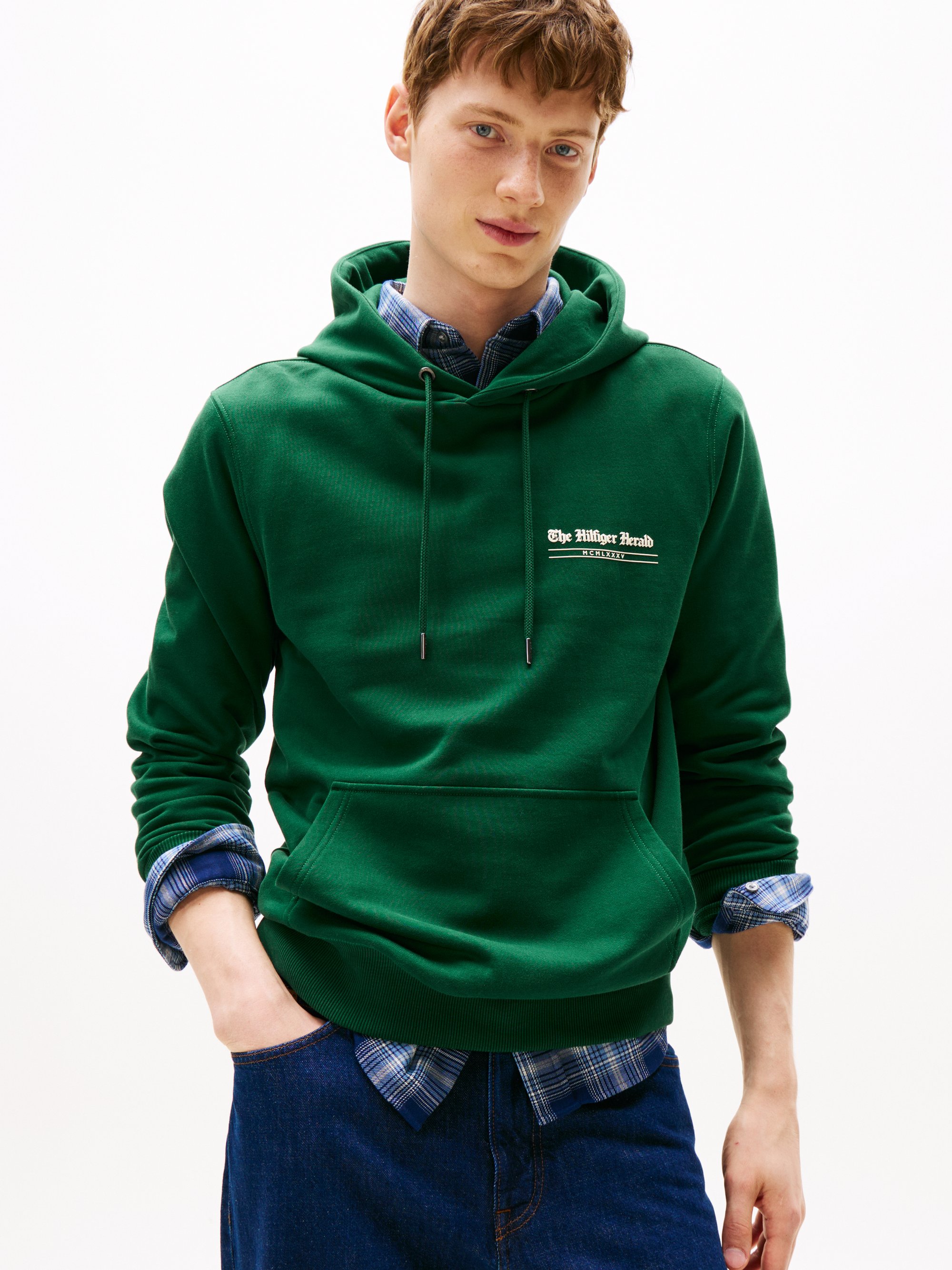 Felpa da uomo semplice senza cappuccio, verde bottiglia, 3XL