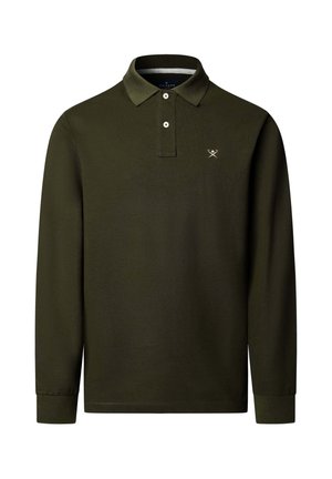 Hackett London, HACKETT LONDON POLO SHIRT SLIM FIT LOGO LS - Polo - hunter green