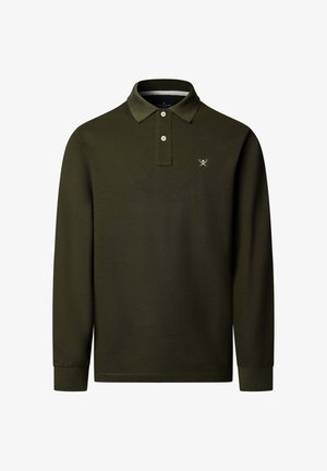 Hackett London, HACKETT LONDON POLO SHIRT SLIM FIT LOGO LS - Polo - hunter green