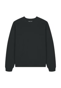 Felpa nera con scollatura a girocollo, maniche lunghe e polsini e orlo a coste. Realizzata in tessuto morbido con una texture liscia.