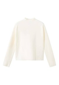 Maglia a maniche lunghe e collo alto in morbido tessuto off-white. Taglio rilassato con orlo diritto. Spalle senza cuciture e design minimal.