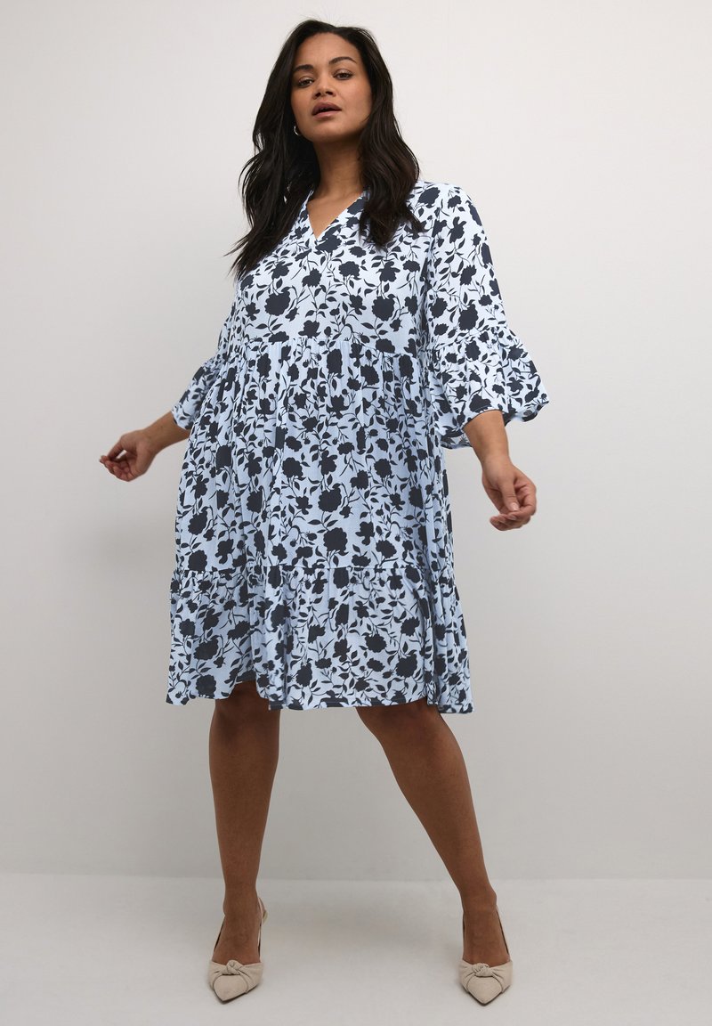 Kaffe Curve - KCISMA AMI - Day dress - blue tone graphic flower, Enlarge