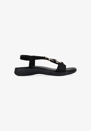 Bosanova, SANDALIAS ELÁSTICAS NEGRAS CON APLIQUES METÁLICOS - Sandalias de cuña - black