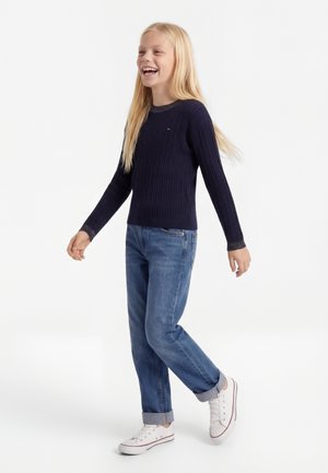 Tommy Hilfiger GLITTER MINI CABLE KNIT RELAXED SWEATSHIRT - Pullover - dark night navy