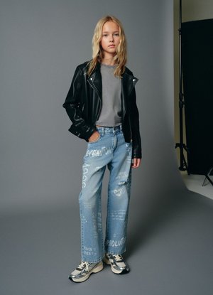 Calliope, LUNGO STAMPA - Jean droit - blu denim medio