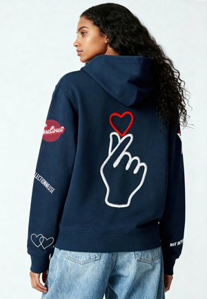 TATTOO LOVE PRINT - Felpa con zip - dark blue