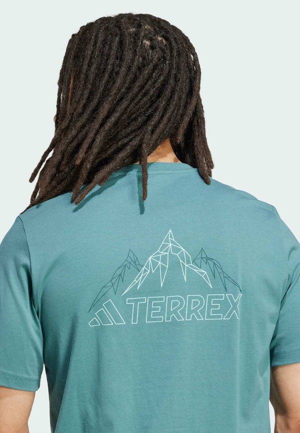 MOUNTAIN - Print T-shirt - preloved teal2