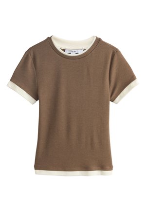 Next, REGULAR FIT - SHORT SLEEVE LAYERED CREW NECK T-SHIRT  . - T-shirts print - chocolate brown