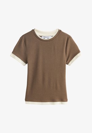 Next, REGULAR FIT - SHORT SLEEVE LAYERED CREW NECK T-SHIRT . - T-Shirt print - chocolate brown