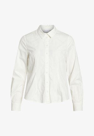 Balta pogu krekla ar garām piedurknēm, izgatavota no kokvilnas, ar klasisku apkakli un smalku pintukšanas apdari priekšā. Gluda tekstūra.