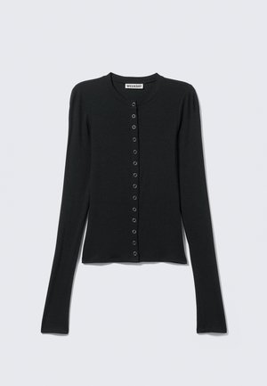 SLIM LONG SLEEVED BUTTONED CARDIGAN - Cardigan - black