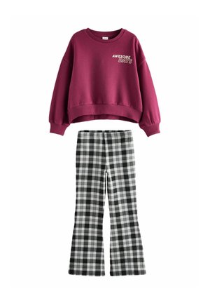 GRAPHIC CHECK FLARE SET - Tygbyxor - berry red