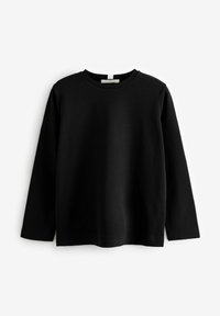 Zwart longsleeve t-shirt van gladde katoenstof, met een ronde halslijn en rechte zoom zonder zichtbare patronen of accenten.