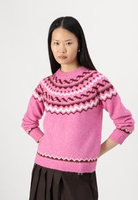 ONLY ONLISLE LIFE O NECK - Pulover - super pink/syrah/cloud dancer
