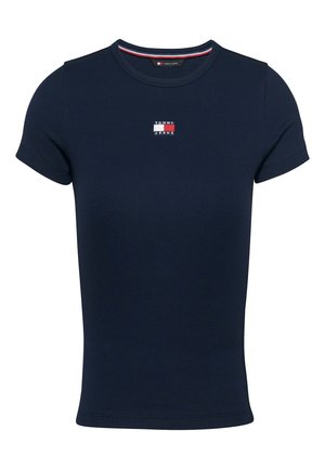 Tommy Jeans, SLIM BADGE TEE - Základné tričko - dark night navy