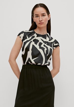 MIT GERAFFTEM AUSSCHNITT - Bluzka - black /off white