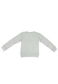 Grauer Langarm-Sweatshirt mit gerippten Bündchen und Saum, aus weichem, strukturiertem Stoff. Verfügt über einen runden Ausschnitt und ein schlichtes Design.