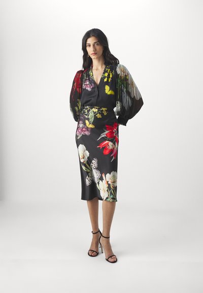 Alice + Olivia MAEVE MIDLENGTH SLIP SKIRT - Falda de tubo - black