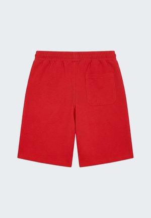 Pantaloncini con vita elasticizzata rossa e una tasca posteriore singola sul lato destro, mostrati di spalle su uno sfondo chiaro.