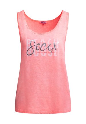 Soccx, SOCCX TOP OIL DYED MIT FOLIENPRINT - Top - neon coral