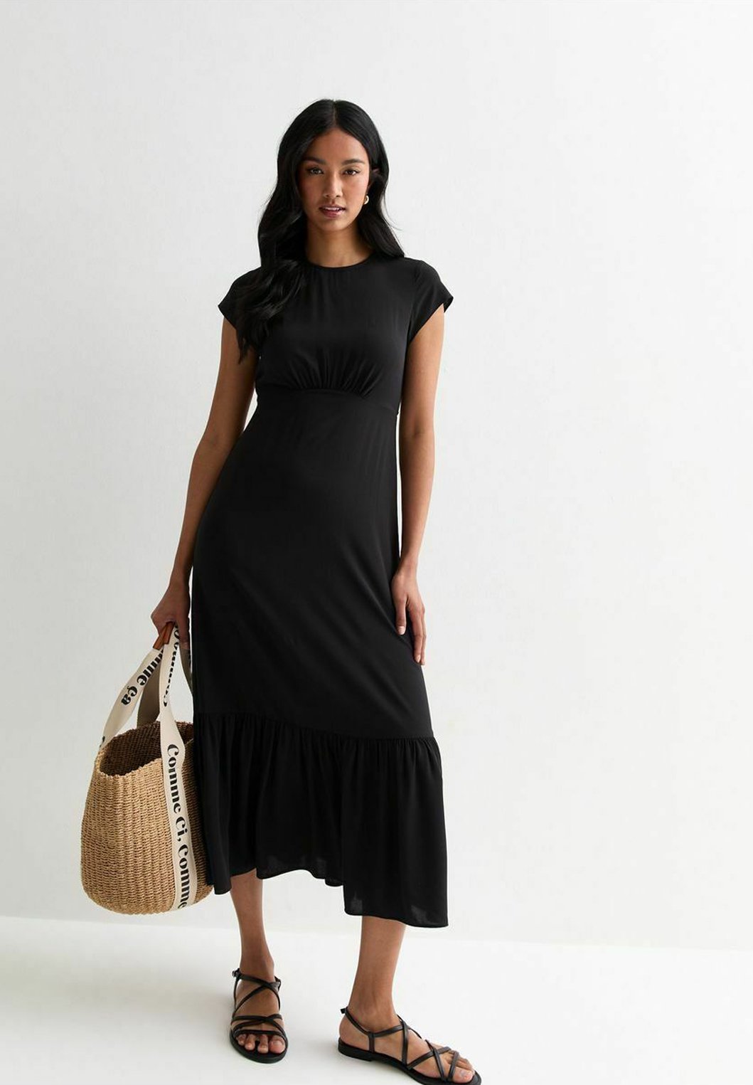 New Look RUFFLE HEM MIDI - Day dress - black - Zalando New Look RUFFLE HEM MIDI - Day dress - black - Zalando
