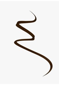 Gekrümmte, gewellte Linie in einem dunkelbraunen Farbton auf einem weißen Hintergrund, die einem Pinselstrich ähnelt, mit glatter Textur und ohne sichtbare Enden.