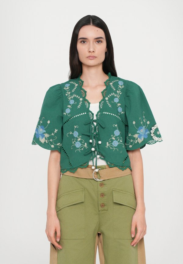 VESNA EMBROIDERY TIE FRONT - Button-down blouse