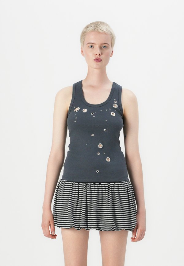 EYELET STUDDED VEST - Top