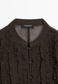 Massimo Dutti FLOWING BIB-FRONT WITH RUFFLES - Overhemdblouse - dark brown