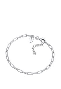 Silverkedja armband med avlångt länkade ovala former, utrustad med en hummerklämma och justerbar förlängningskedja. Noterbar tag detalj ingår.