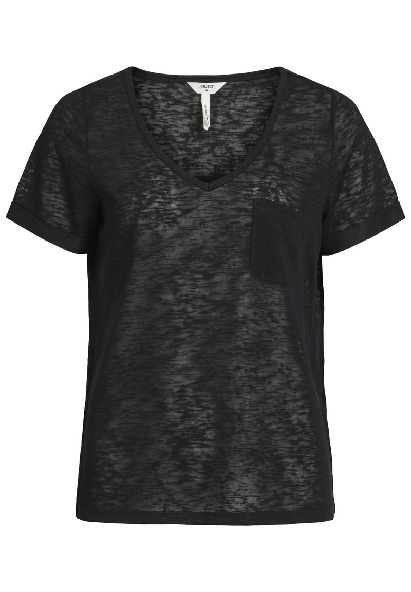 Eenvoudig T-shirt voor dames, zomer, casual, V-hals, T-shirt, bovenstuk, pofmouwen, korte mouwen, top, zwart, XXL