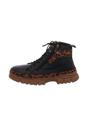 LEOPARD/KOMBI - Lace-up ankle boots - schwarz/taba