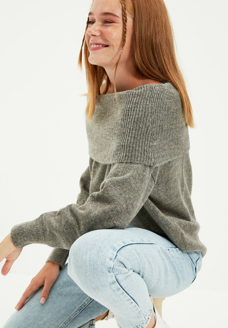 Damen Strickjacken | Trendyol Strickpullover grey/grau - CV99096 Damen Strickjacken | Trendyol Strickpullover grey/grau - CV99096