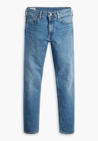 Modré džíny z denimu s klasickým pětipocket designem, s knoflíkovým a zipovým zapínáním, rovného střihu a s mírným vyblednutím na stehnech.