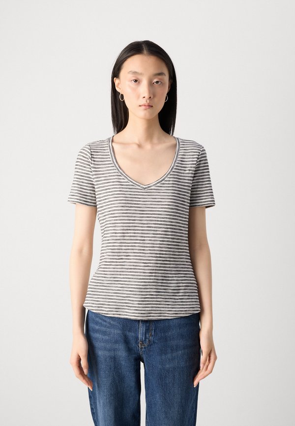 SHORT SLEEVE V NECK  STRIPED - Print T-shirt3