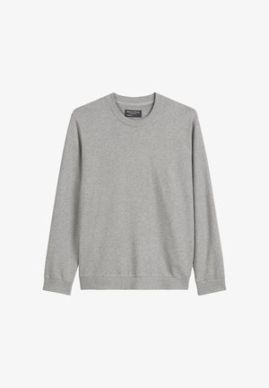 Grijze sweatshirt van een katoenmix, met een ronde hals, lange mouwen en ribbelboorden en onderrand. Eenvoudig, effen ontwerp.