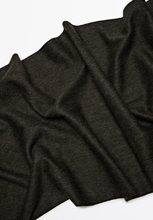 Tissu gris foncé, texture douce, légèrement froissé, léger avec une finition lisse, adapté pour les vêtements ou les textiles d'intérieur.
