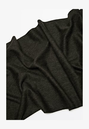 Tessuto grigio scuro, morbida texture, leggermente stropicciato, leggero con una finitura liscia, adatto per abbigliamento o tessuti per la casa.