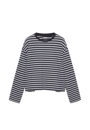 PULL&BEAR, LONG SLEEVE BOXY FIT - T-SHIRT. - T-shirt à manches longues - blue  white