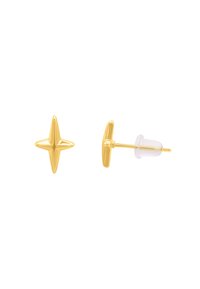 Goldstern-förmige Ohrstecker mit polierter Oberfläche. Jeder Ohrring verfügt über einen Stecker und eine transparente Rückseite für einen sicheren Sitz.