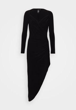Norma Kamali LONG SLEEVE SWEETHEART SIDE DRAPE GOWN - Robe en jersey - black