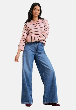 STRIPE POLO COLLAR  - Neule - pink