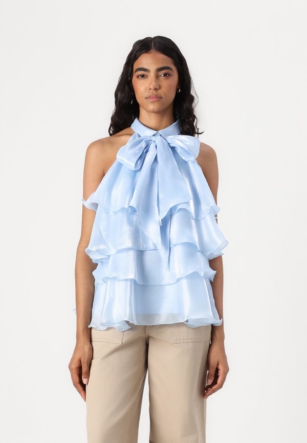 YASELOISE SHINY HALTER NECK - Blouse - clear sky
