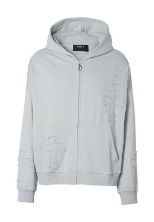 FAVELA, CROSS PATCHES FRONTZIP - Φούτερ με φερμουάρ - light blue